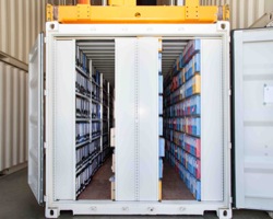 Archiving shelve storage in a Steel Container - Streff Luxembourg